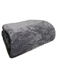 Soft flannel Check Soft Fleece Double Blanket Cotton Grey 