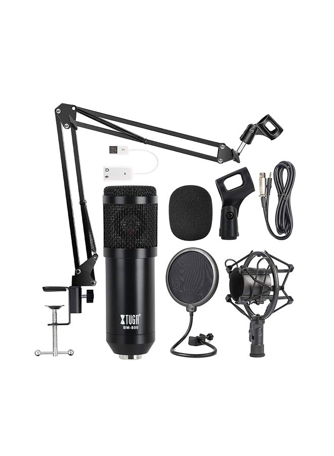 Microphone Mic Kit with Sound card Black