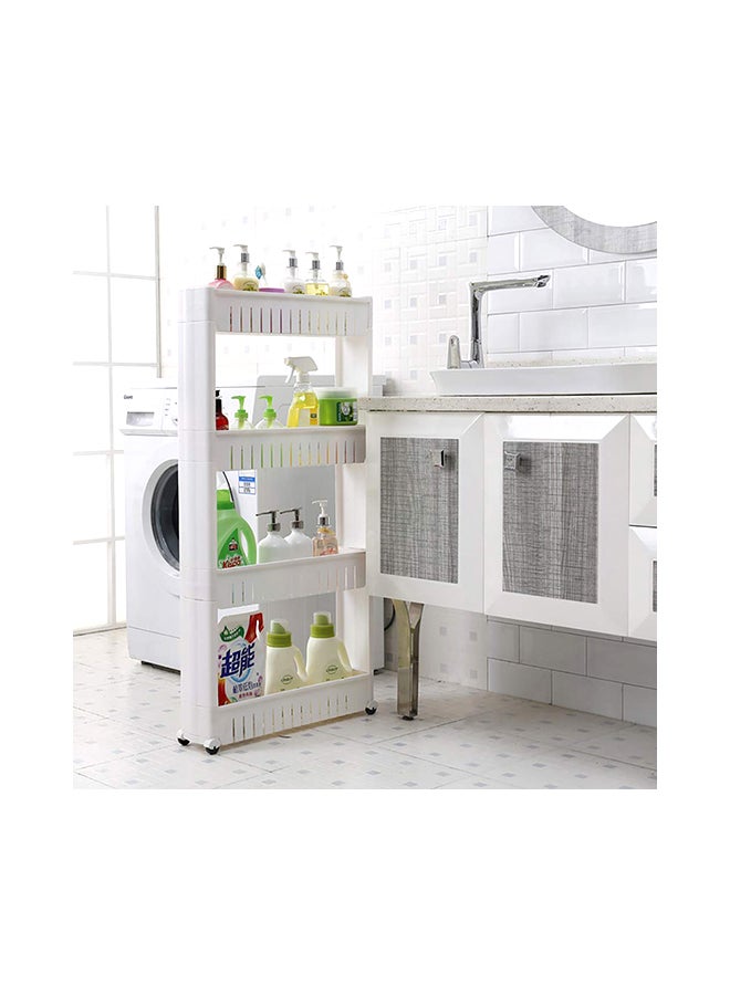 4-Tier Storage Organizer Shelf Rack With Wheels White 49.5x12x100centimeter - v1577388163/N32818717A_1