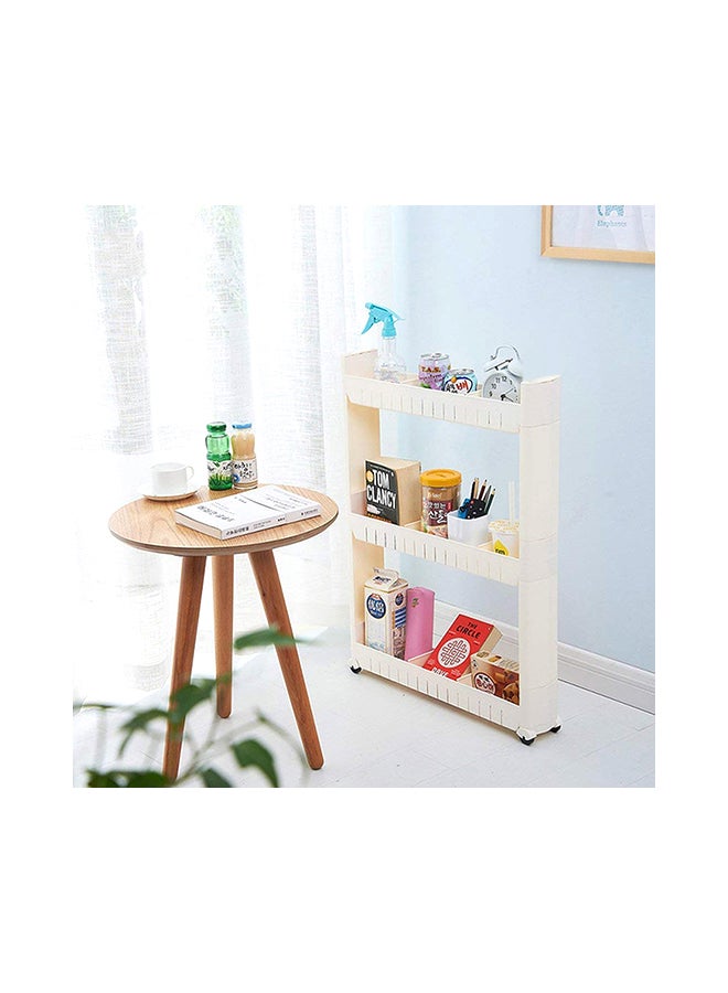 Kurtzy 3-Tier Storage Organizer Shelf Rack With Wheels White 72x55x12cm