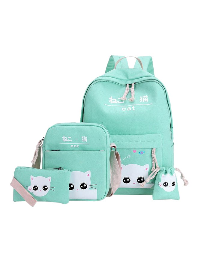 مجموعة حقيبة ظهر للمدرسة مكونة من 4 قطع أخضر - Image 1