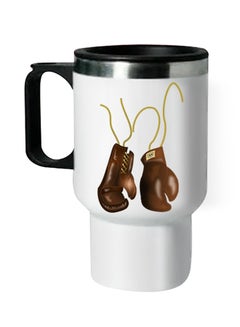 Generic Boxing Gloves Printed Thermal Mug White/Brown 