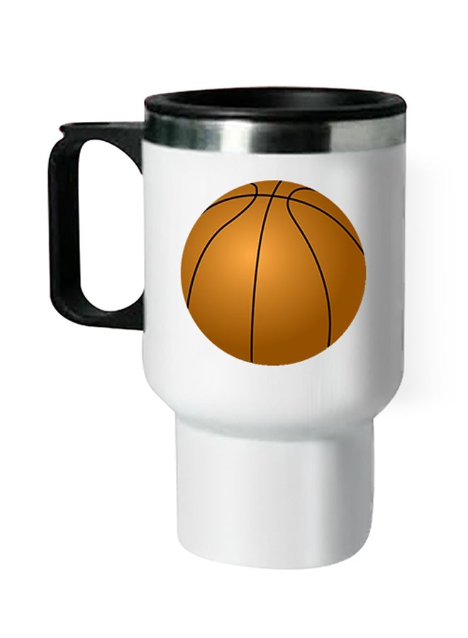 Basket Ball Printed Thermal Mug White/Brown 