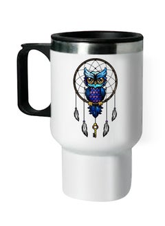 Owl Printed Thermal Mug White/Blue