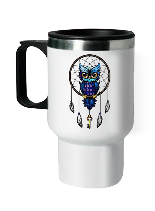 Generic - Owl Printed Thermal Mug White/Blue - Image 1