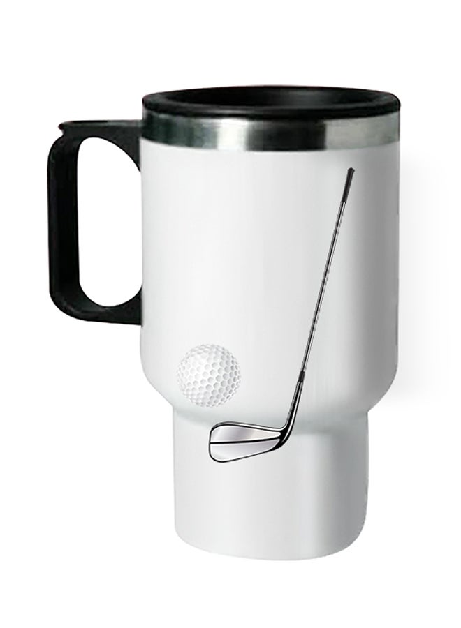 Golf Stick And Ball Printed Thermal Mug White 