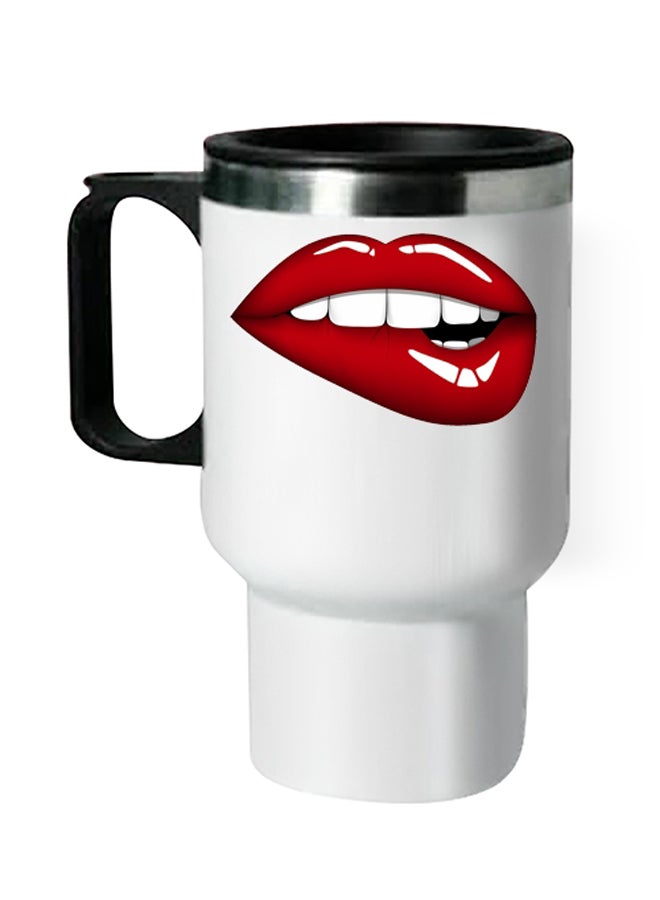 Lips Printed Thermal Mug White/Red 