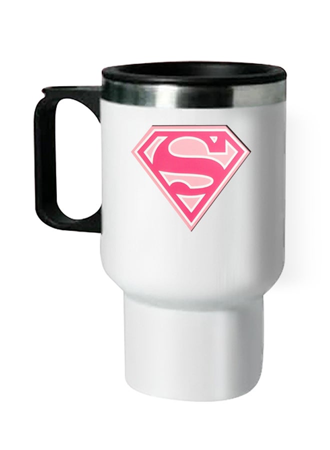 Printed Thermal Mug White/Pink 