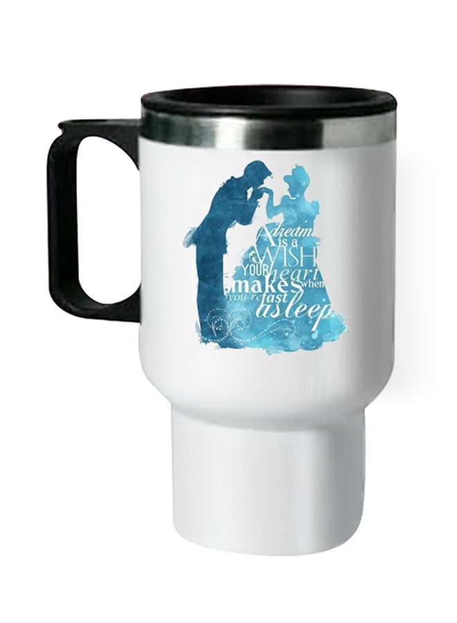 Printed Thermal Mug White/Blue 