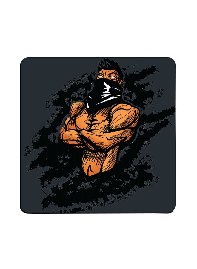 Man With Mask Printed Coaster Multicolour 9x9cm