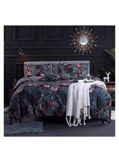 TOEON 6-Piece Flower Pattern Duvet Cover Set Fabric Multicolour 