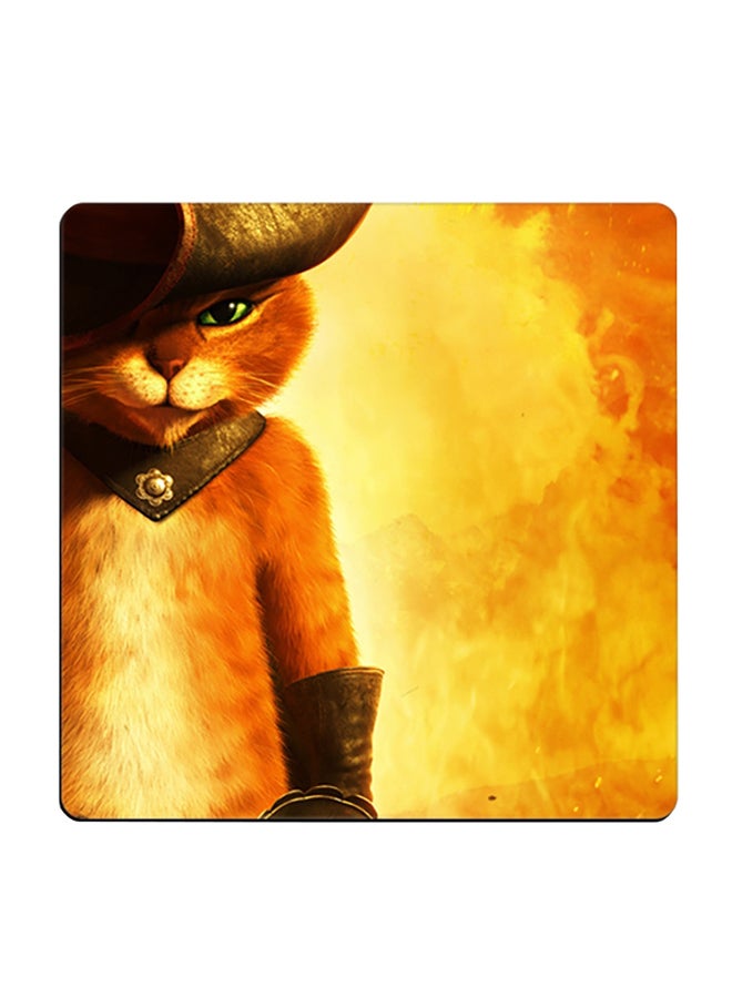 Puss In Boots Printed Coaster Multicolour 9x9cm