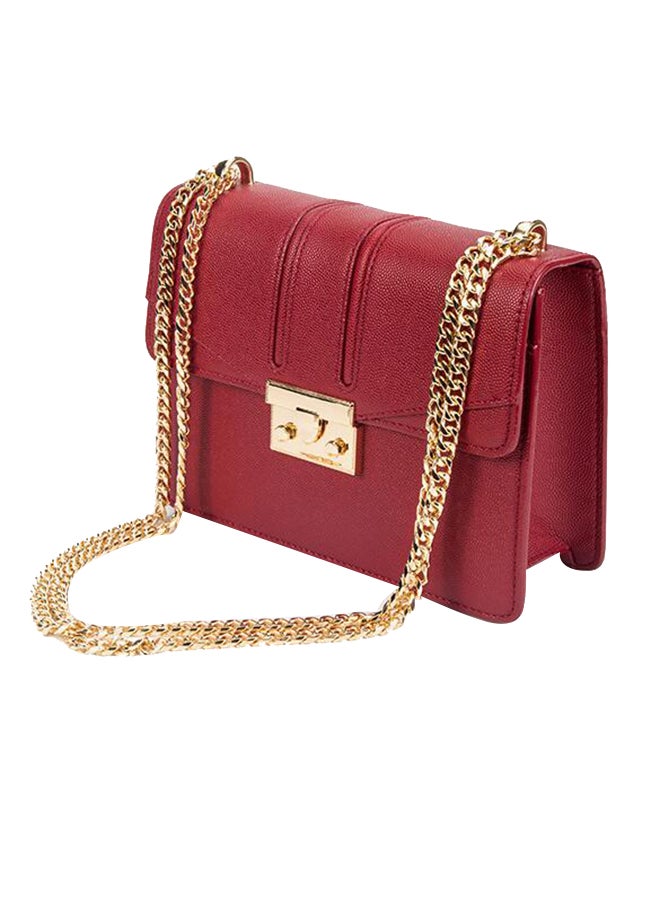J&J Stylish Leather Crossbody Bag Red - Image 1
