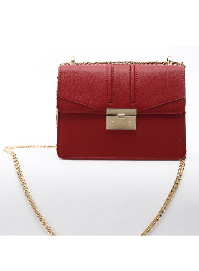 J&J Stylish Leather Crossbody Bag Red - Image 2