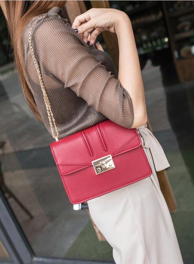J&J Stylish Leather Crossbody Bag Red - Image 3