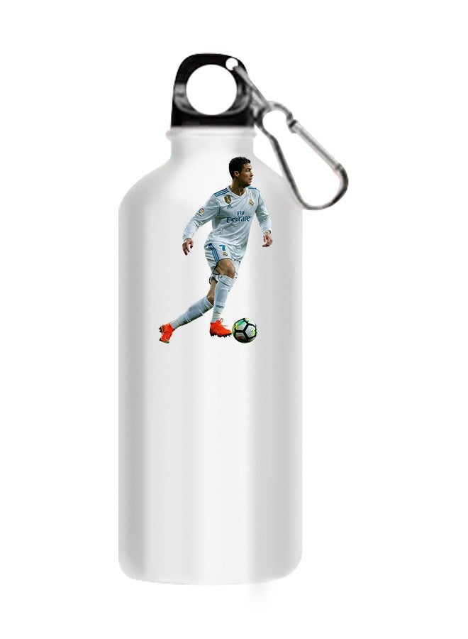 Stainless Steel Printed Water Bottle White 510ml
