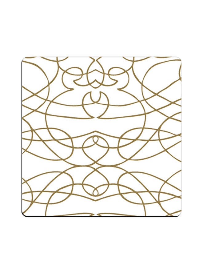 Abstract Printed Coaster White/Brown 9x9cm