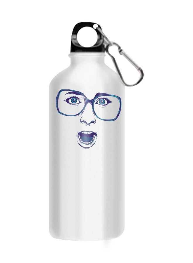 Stainless Steel Printed Water Bottle White 510ml