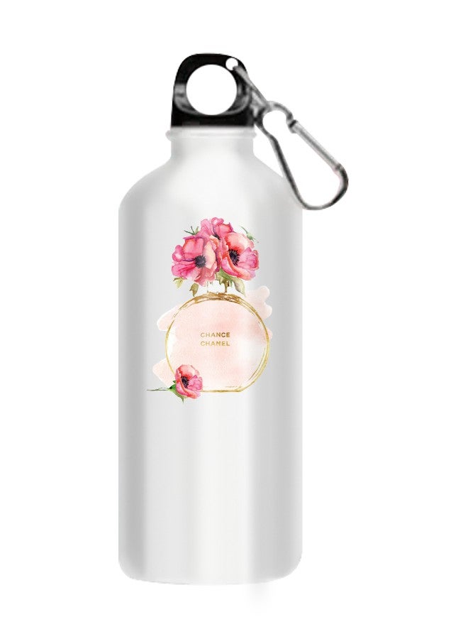Stainless Steel Printed Water Bottle White 510ml