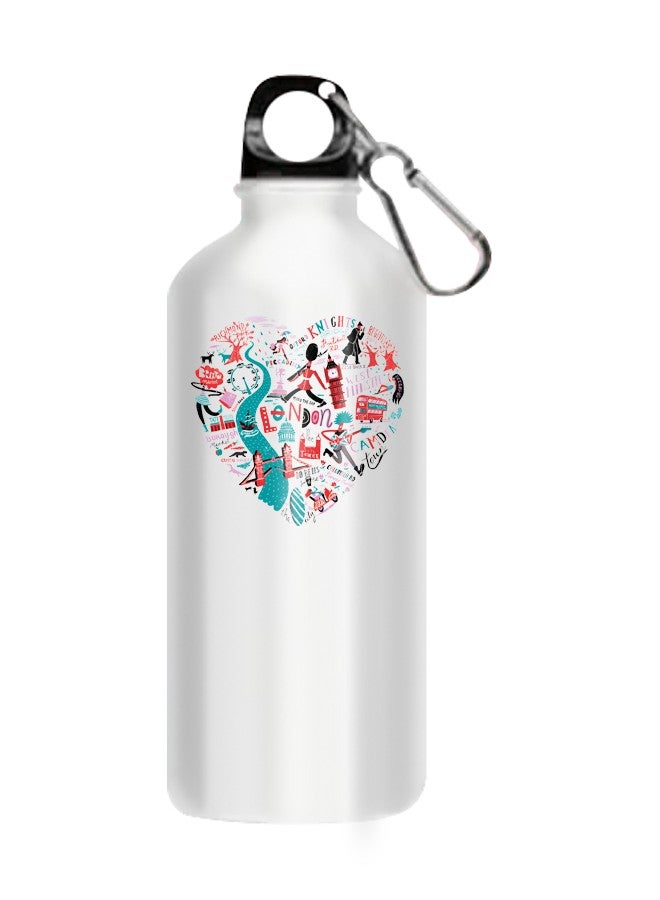 Stainless Steel Printed Water Bottle White 510ml