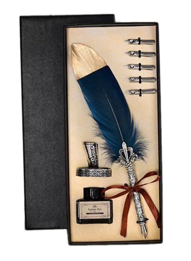 Generic 8-Piece Vintage Quill Dip Ink Calligraphy Pen Gift Set Multicolour  - Image 1