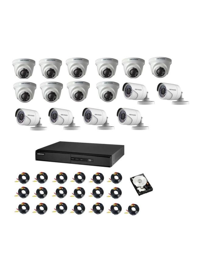 هيك فيجن مجموعة كاميرات مراقبة K1 مزودة بمسجل الفيديو الرقمي و16 قناة ومكونة من 37 قطعة