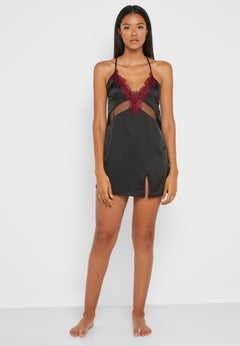 BLUEBELLA Indy Side Slit Lace Trim Chemise Black  - Image 4