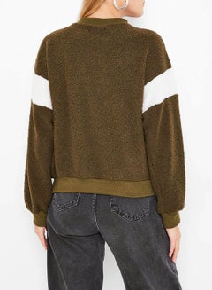 Contrast Sleeve Detail Sweater Olive - v1577617679/N33005922V_3