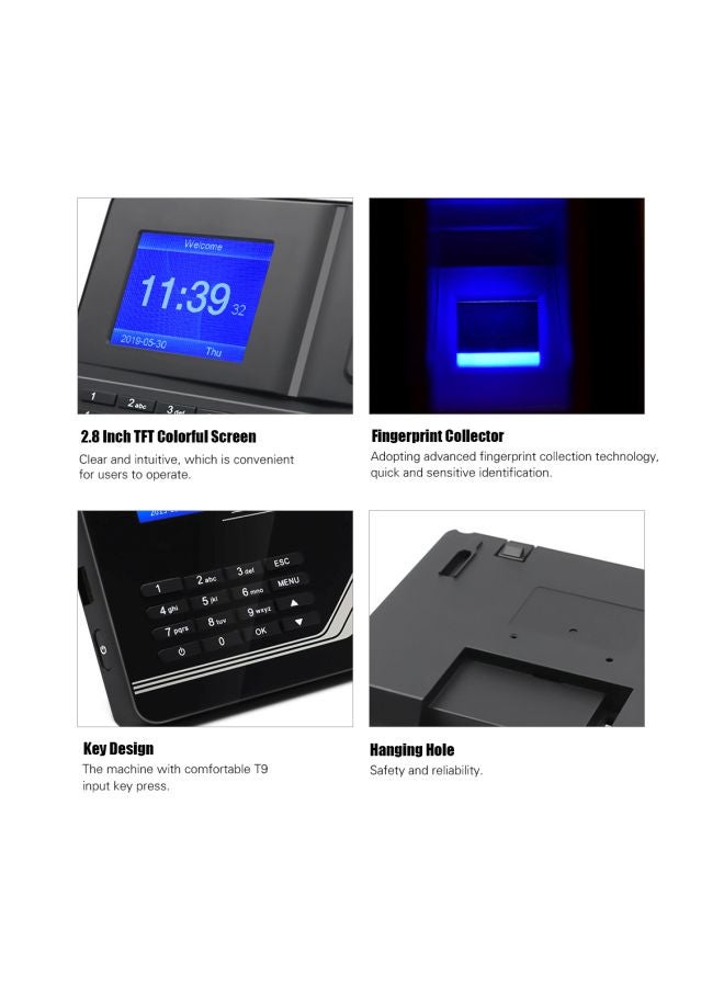 Biometric Time Attendance Machine Black - Image 4