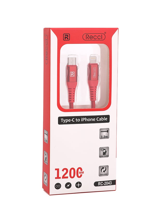 Recci USB Type C to Lightning Cable Deep Pink - Image 2