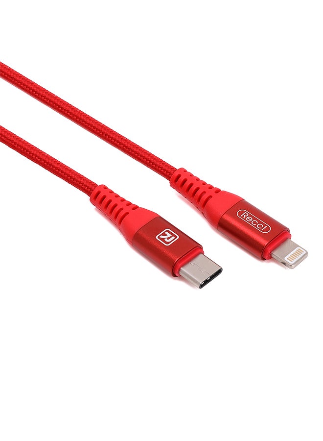 Recci USB Type C to Lightning Cable Deep Pink - Image 1