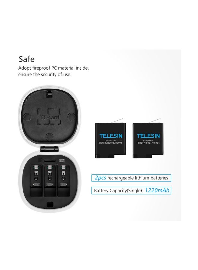 TELESIN - Allin Box Camera Battery Charger Kit For GoPro Hero 5/6/7 White/Black - Image 1