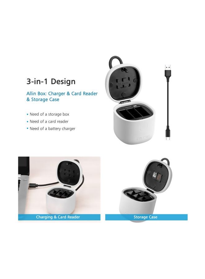 TELESIN - Allin Box Camera Battery Charger Kit For GoPro Hero 5/6/7 White/Black - Image 1