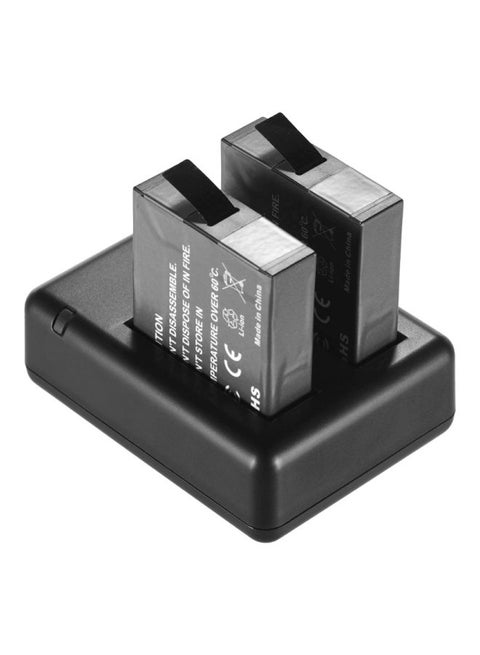 2-Piece Rechargeable Battery With Charger For Insta360 One X Black