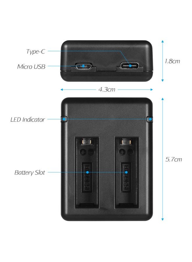 Generic - 2-Piece Rechargeable Battery With Charger For Insta360 One X Black - Image 1