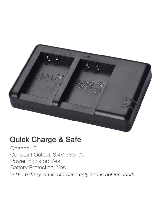 Fb - Dual USB LP-E17 Camera Battery Charger For Canon 750D, 760D Black - Image 1