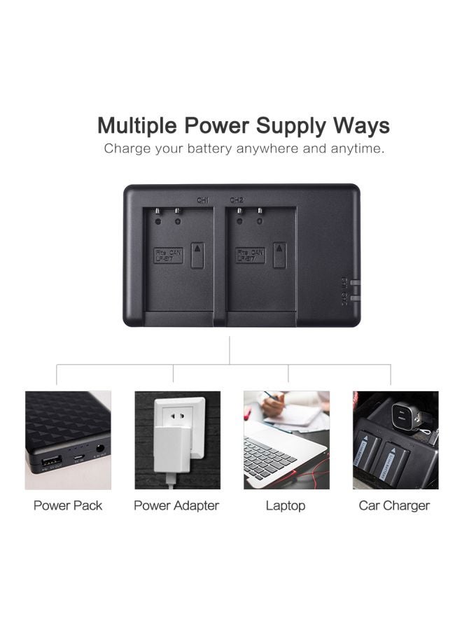 Fb - Dual USB LP-E17 Camera Battery Charger For Canon 750D, 760D Black - Image 1