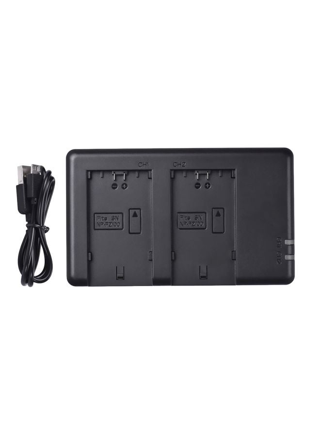Fb Dual USB NP-FZ100 Camera Battery Charger For Sony A7III A9 Black - Image 1