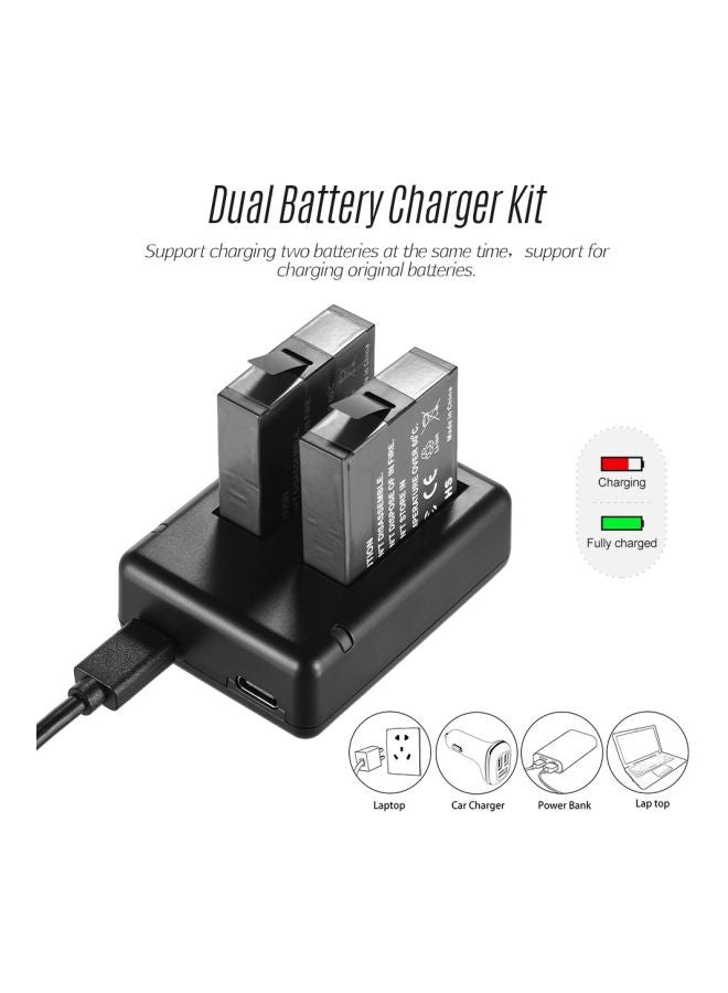 Generic - 2-Piece Rechargeable Battery With Charger For Insta360 One X Black - Image 1