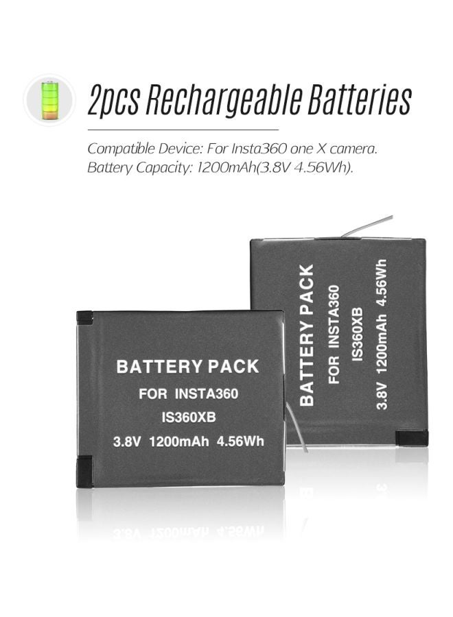Generic - 2-Piece Rechargeable Battery With Charger For Insta360 One X Black - Image 1
