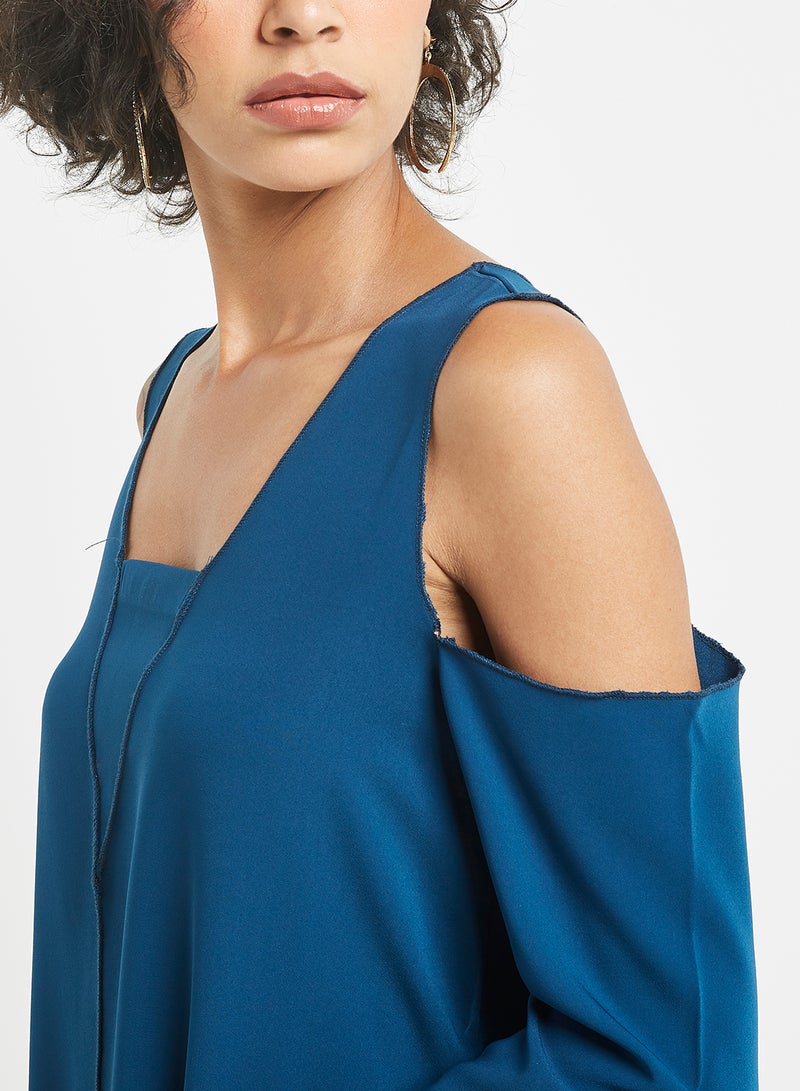 Nour - Cold Shoulder Mini Dress Blue - Image 1
