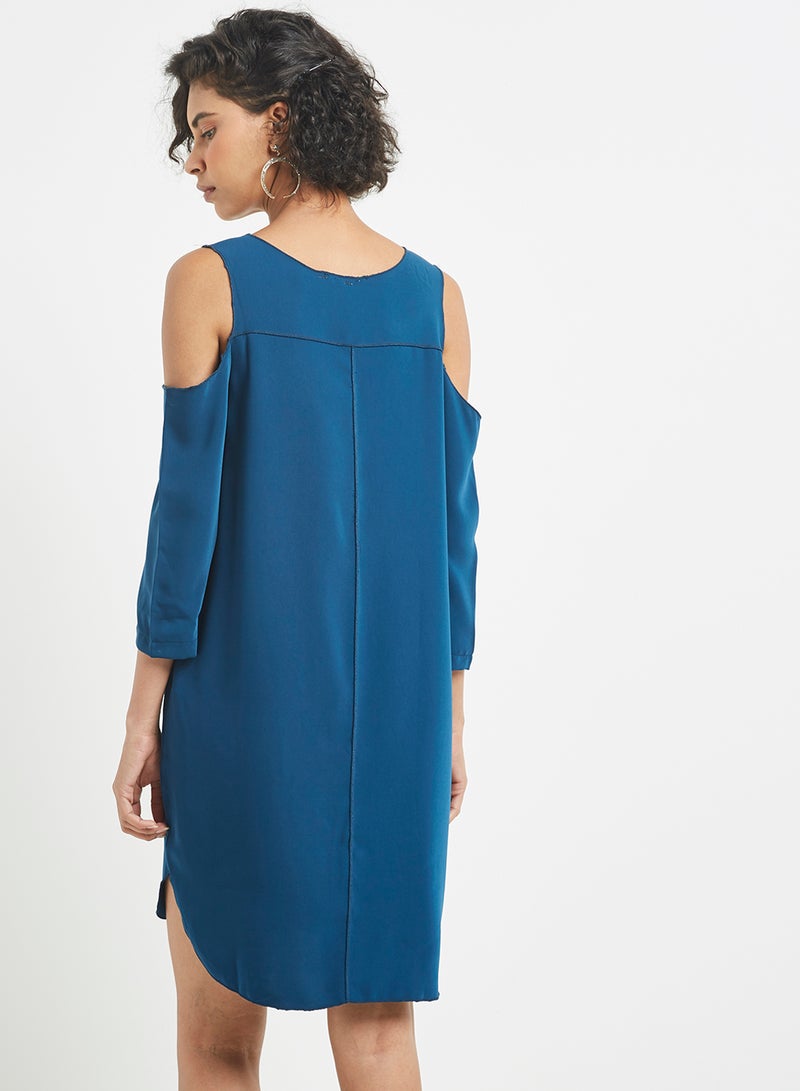 Nour - Cold Shoulder Mini Dress Blue - Image 1