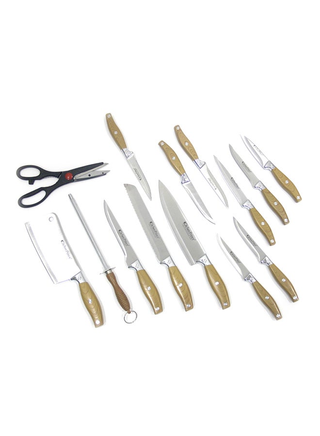 Kitchen Prince 15-Pieces Kitchen Knife Set Brown/Silver - Image 2