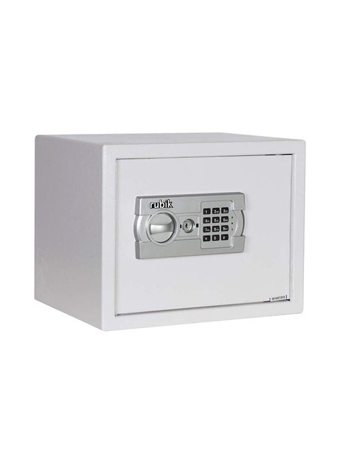 Electronic Digital Double Security Key Lock And Password, Special Self Inner Locating Box Safe For Home Office White 30x38x30cm