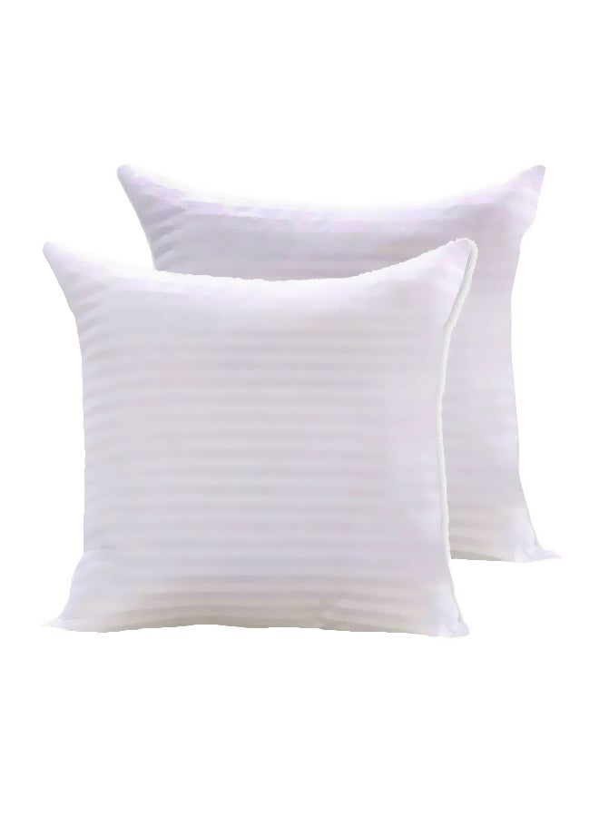 كينج كوين طقم وسائد ناعمة للفنادق بتصميم مخطط مكون من قطعتين أبيض 45x45Ø³Ù†ØªÙŠÙ…ØªØ± - Image 1