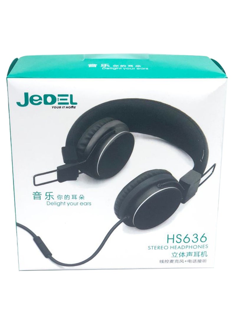 JeDEL Wired Over-Ear Headphones Black - Image 2