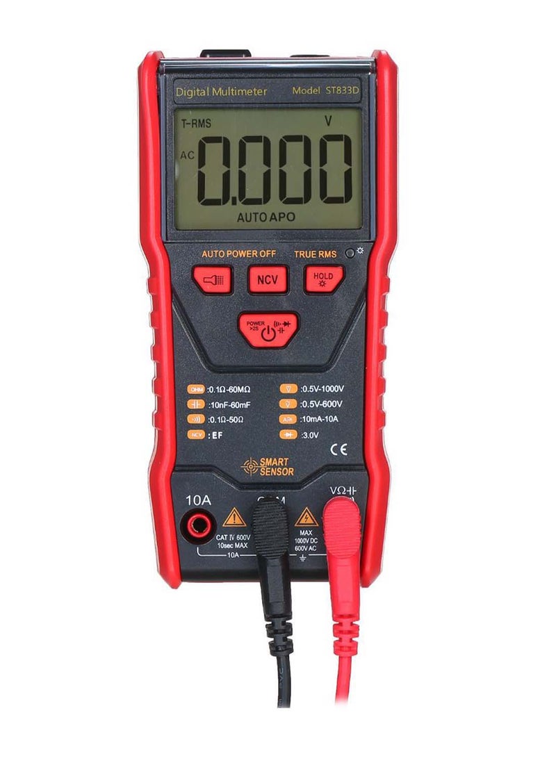 SMART SENSOR - Portable LCD Display Dial Measuring Universal Multimeter Tester Red/Black - Image 1