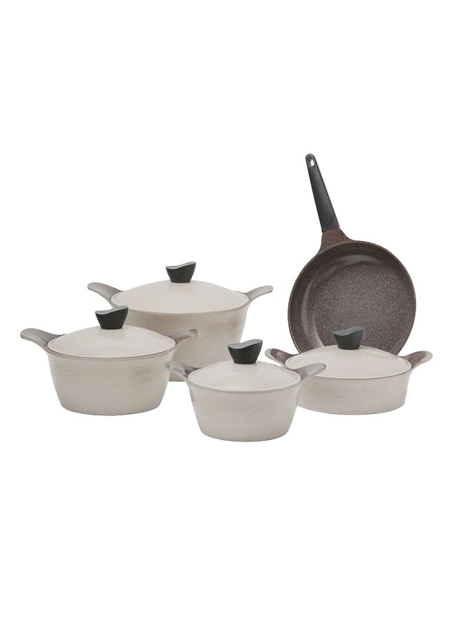 TORNADO 9-Piece Korean Granite Cookware Set Dark Beige/Black 