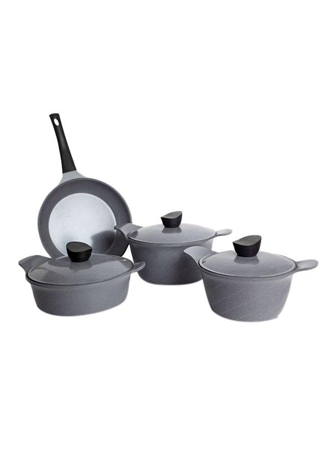 9-Piece Korean Granite Cookware Set Gray 