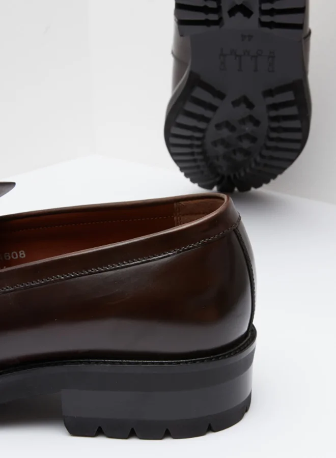 ELLE Fringe Detaill Textured Loafers Brown